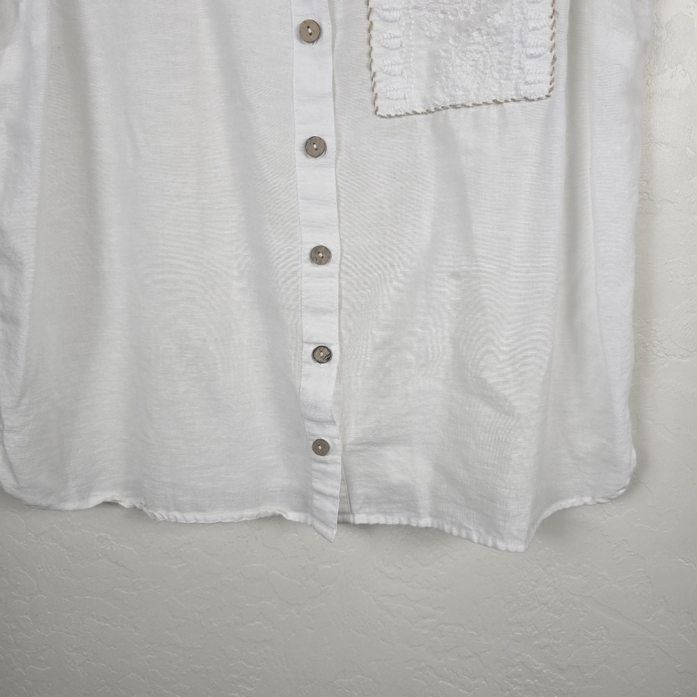 Charlie B Cottagecore Coastal Sleeveless Button Down Embroiderd Beads Blouse M - Picture 10 of 12